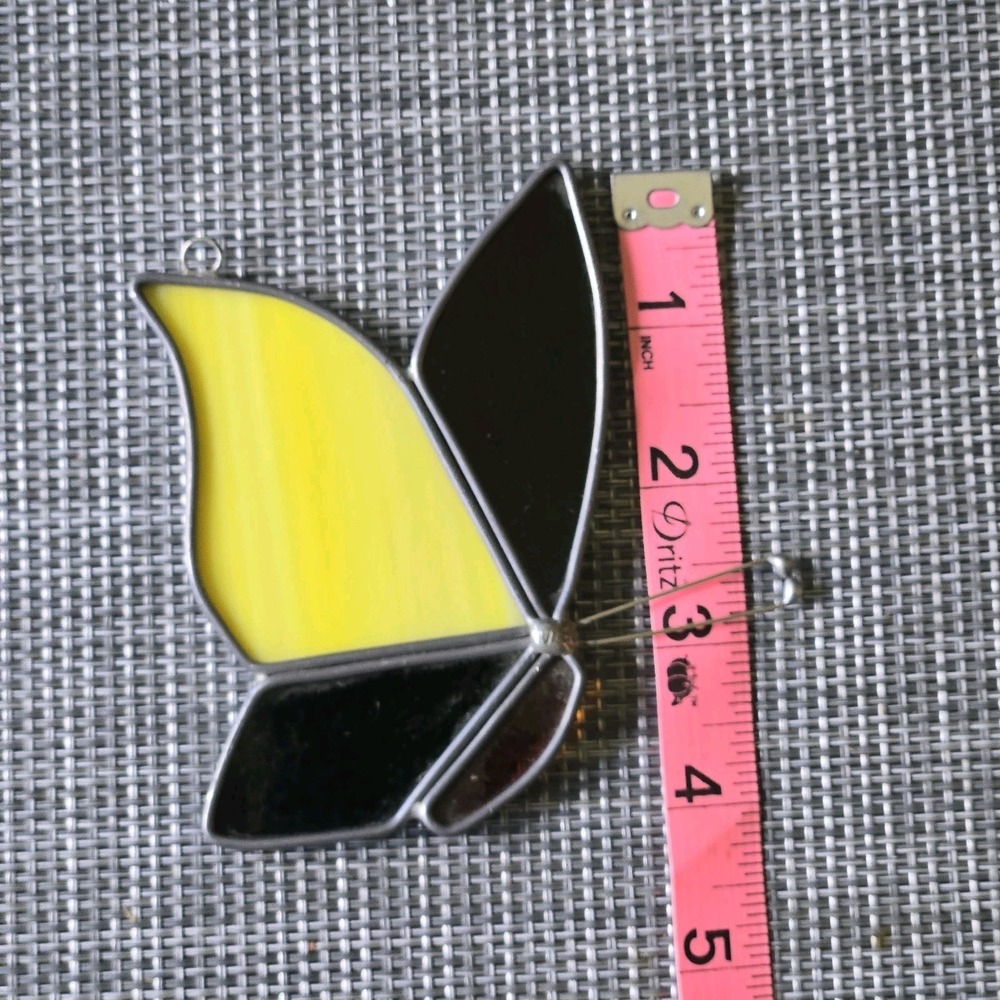 Suncatchers Stained Glass Butterfly Flower Set Vtg - Picture 8 of 11